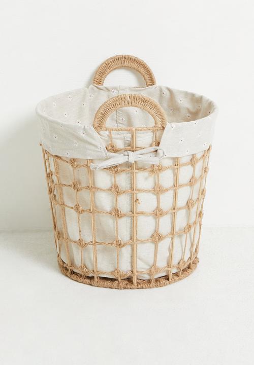 Pop Candy - Rope macrame small design laundry basket - sand dune