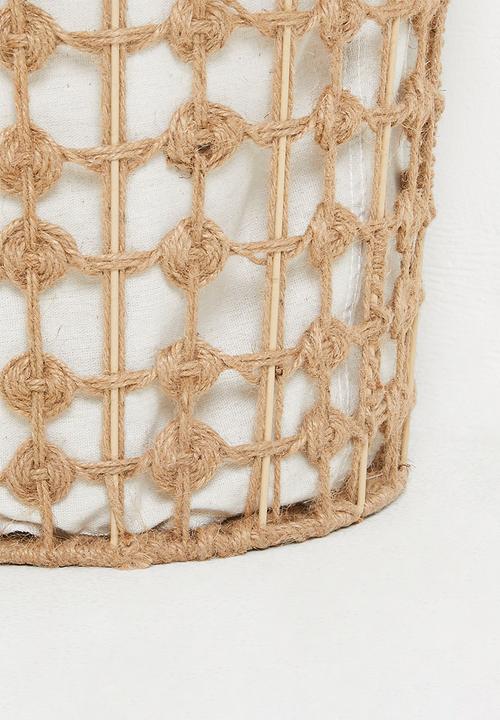 Pop Candy - Rope macrame medium design laundry basket - wheat brown