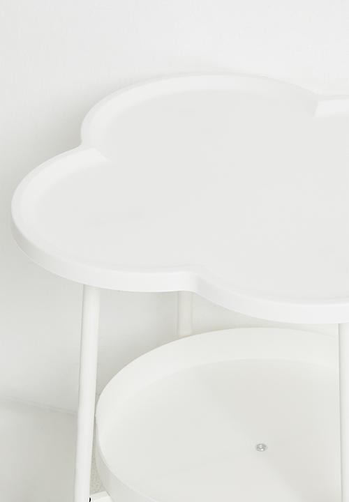 Pop Candy - Clover-shaped side table with lower storage tray - white