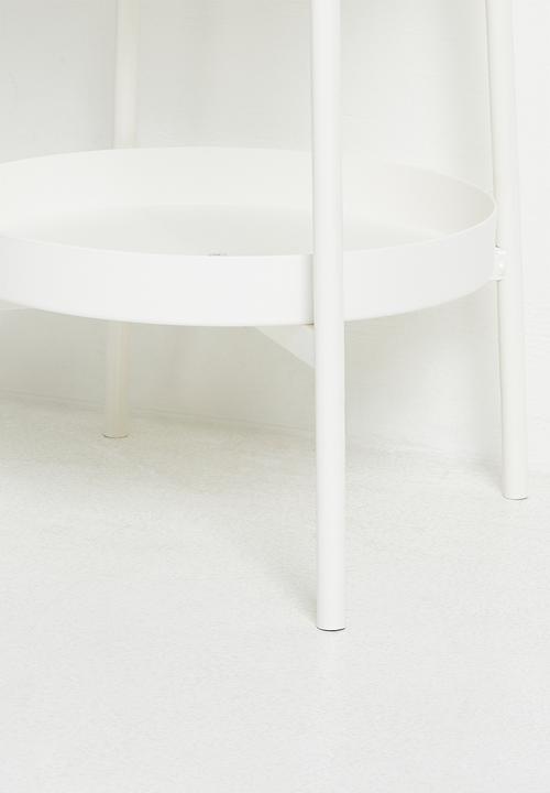 Pop Candy - Clover-shaped side table with lower storage tray - white