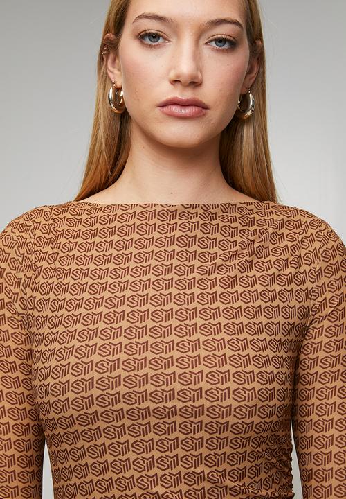 Steve Madden - Ladies rachel bateaux neck midi dress - brown
