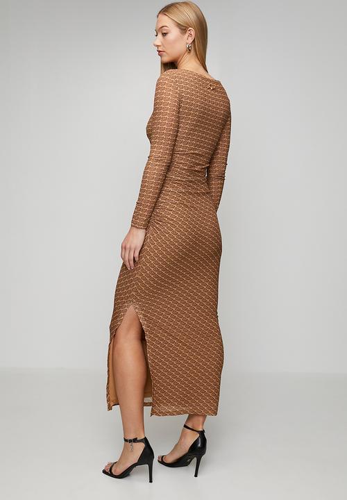 Steve Madden - Ladies rachel bateaux neck midi dress - brown