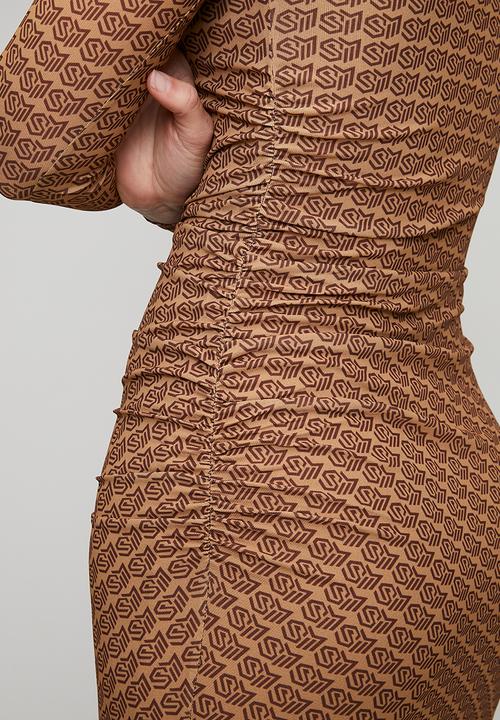 Steve Madden - Ladies rachel bateaux neck midi dress - brown
