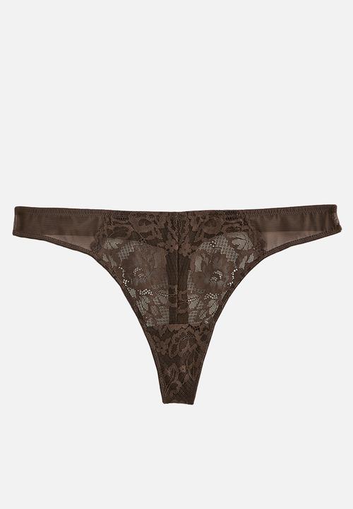 New Look - Libi lace thong - 27 dark brown