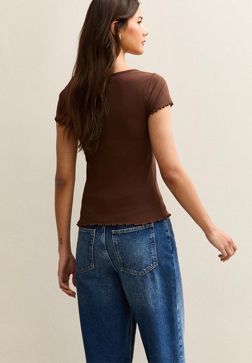 New Look - Ss babylock tee - dark brown
