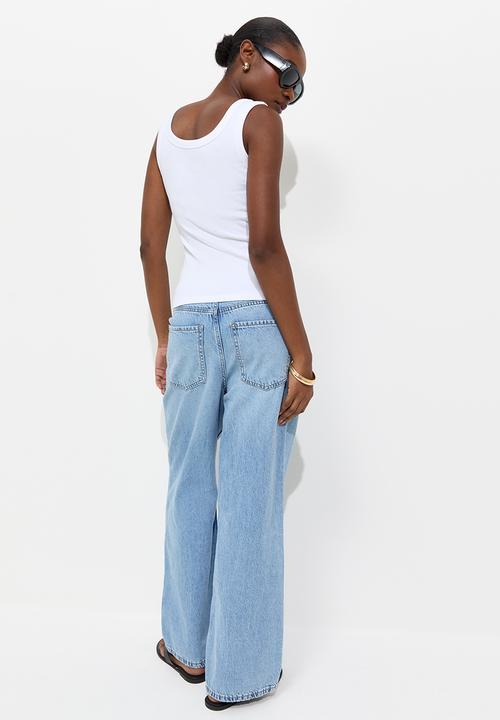 New Look - Wide trim scoop vest - white