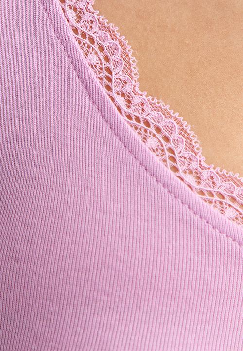 New Look - Vde lace trim vest - lt pink