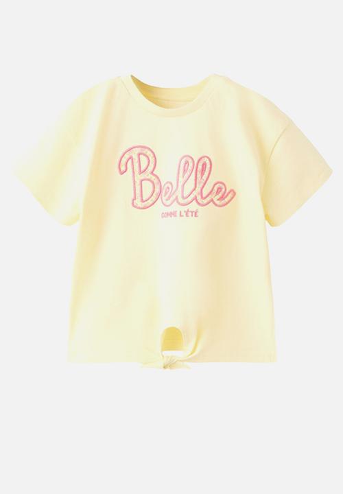 MANGO - T-Shirt ete - Light/Pastel Yellow