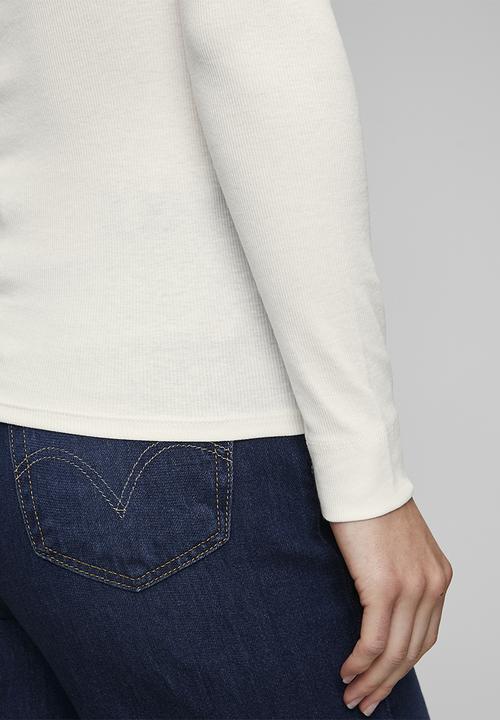 New Look - Long sleeve rib crew - cream