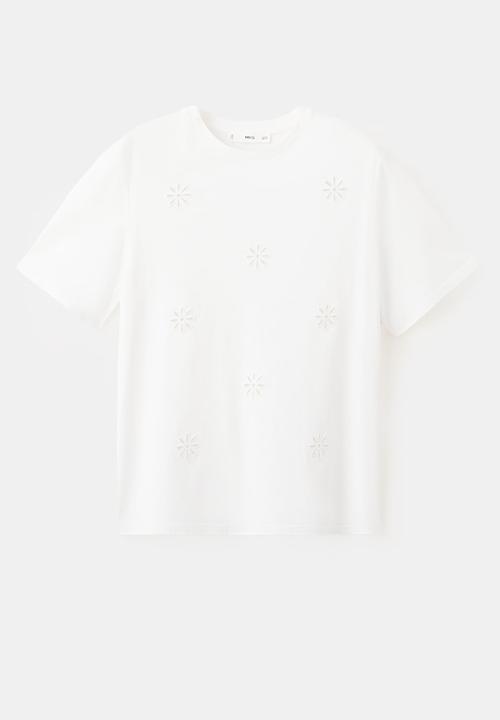 MANGO - T-shirt flori - white