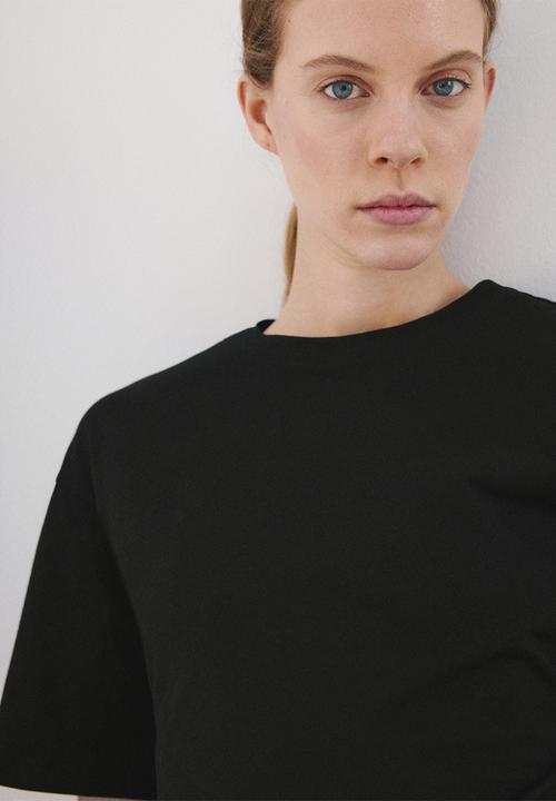 MANGO - T-shirt magnolia - black