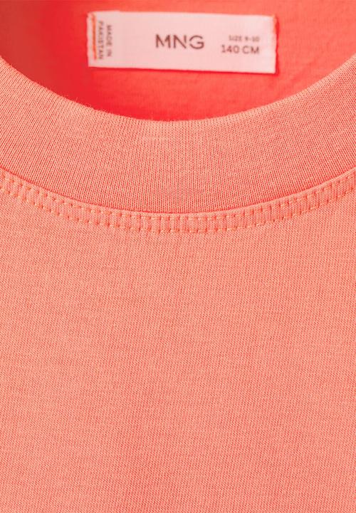 MANGO - T-shirt Cutwash - coral Red