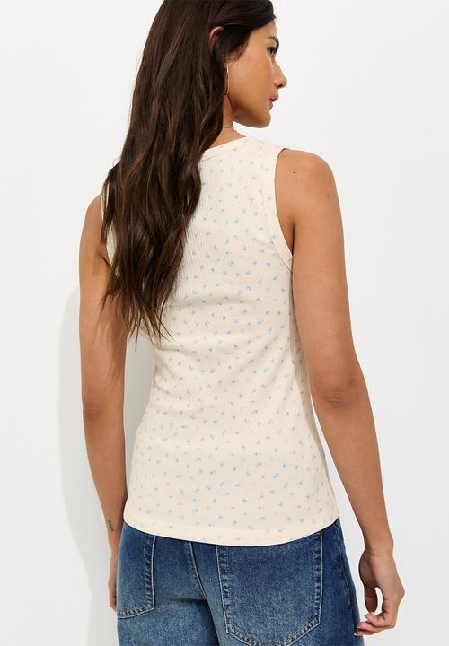 New Look - Vde ss26 floral square neck vest - blue pattern