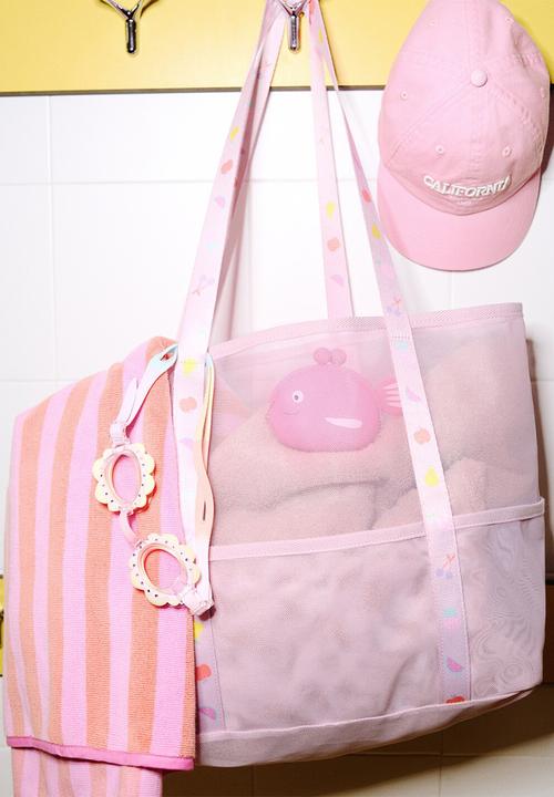 MANGO - Towel stripesp - medium pink