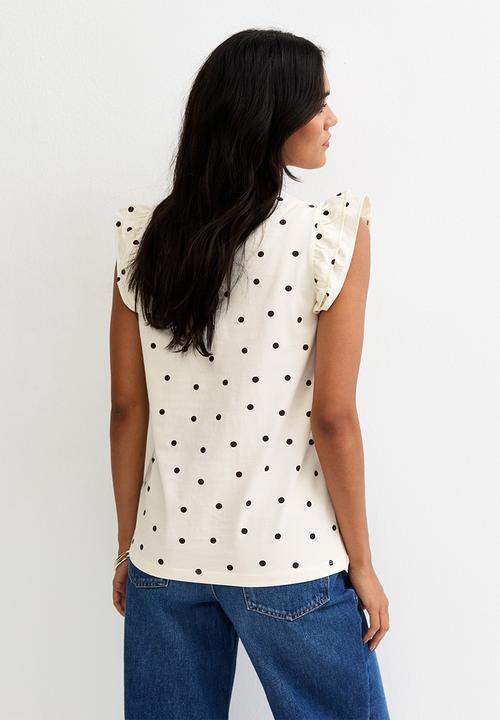 New Look - Vde spot frill sleeve - cream pattern