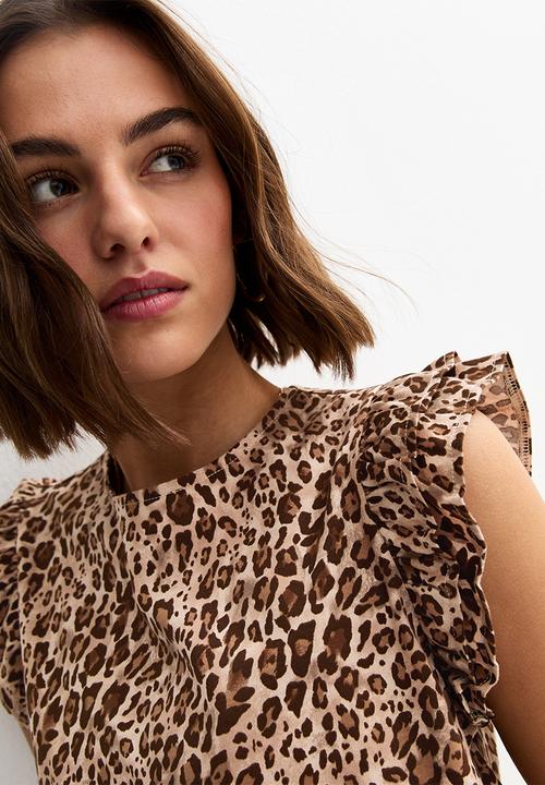 New Look - Vde leo frill sleeve - brown