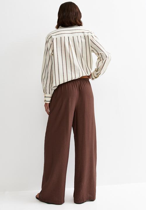 New Look - St kiera crinkle wl trouser - brown