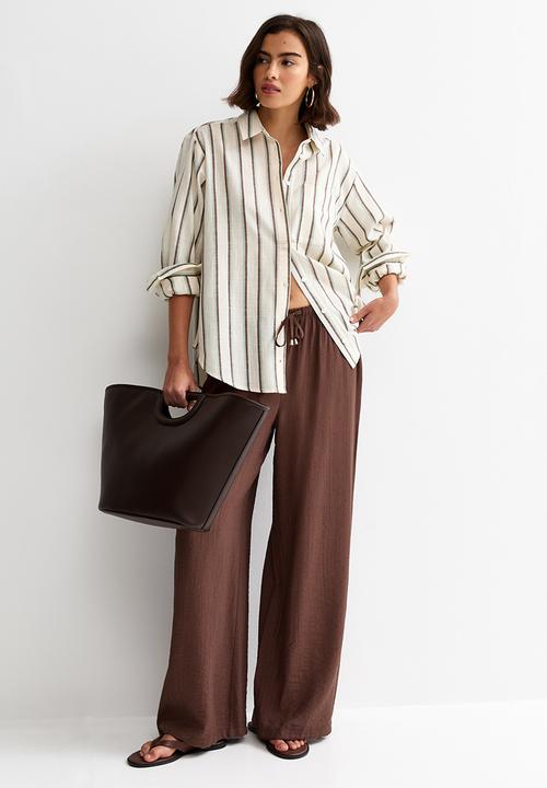 New Look - St kiera crinkle wl trouser - brown