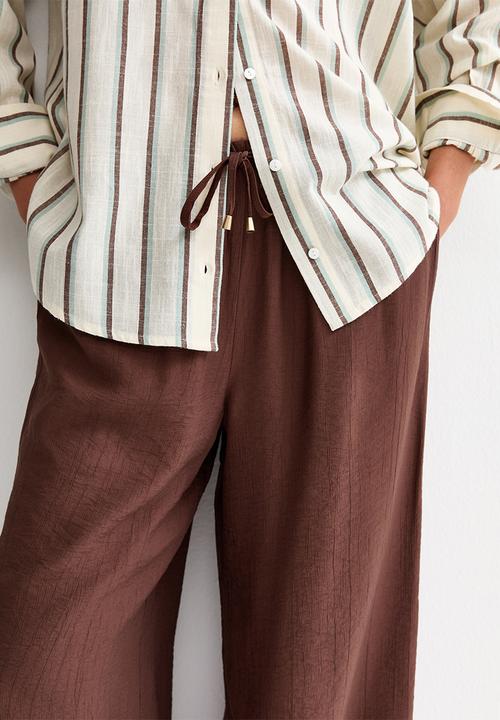 New Look - St kiera crinkle wl trouser - brown