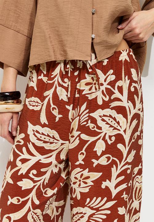 New Look - Fran folk honor wl trousers - red