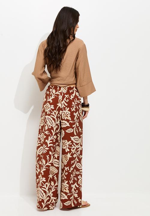 New Look - Fran folk honor wl trousers - red