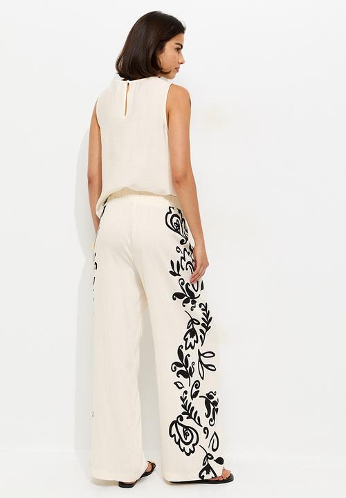 New Look - St alex pais side goya wl trs - cream
