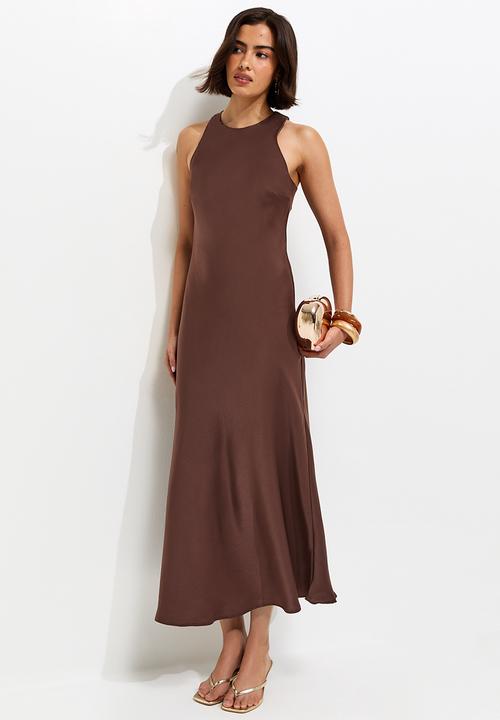 New Look - Ex occ sat high neck midi  - choc