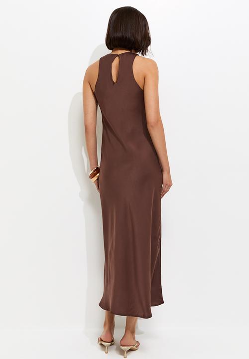 New Look - Ex occ sat high neck midi  - choc