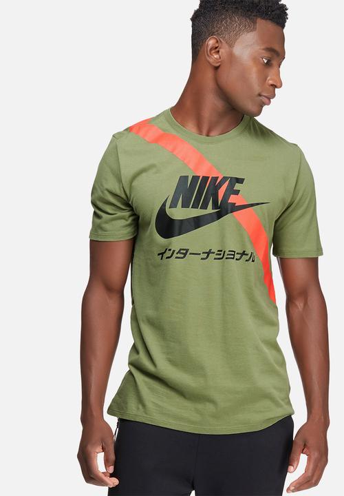 orange and green nike shirt