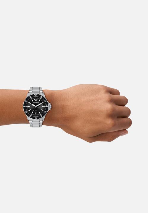 Armani - Armani World Explorer Solar-Powered AR11787Three-Hand Watch - Silver