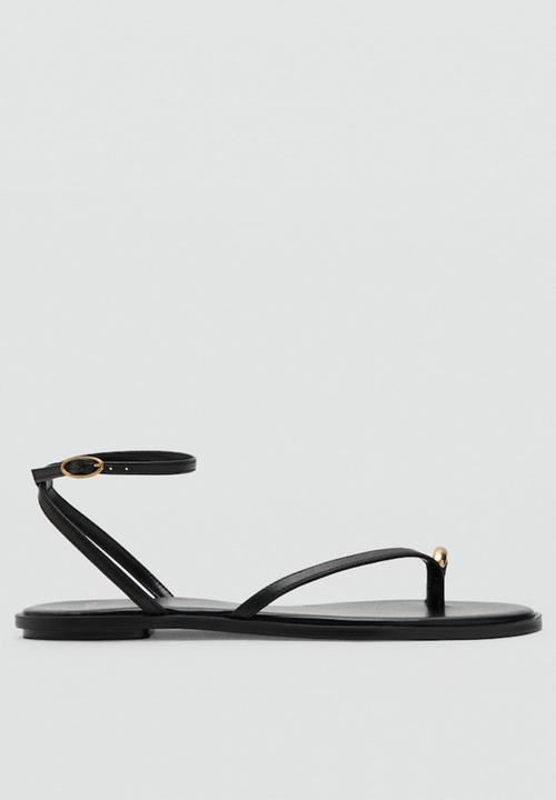 MANGO - Troc toe post ankle strap - black