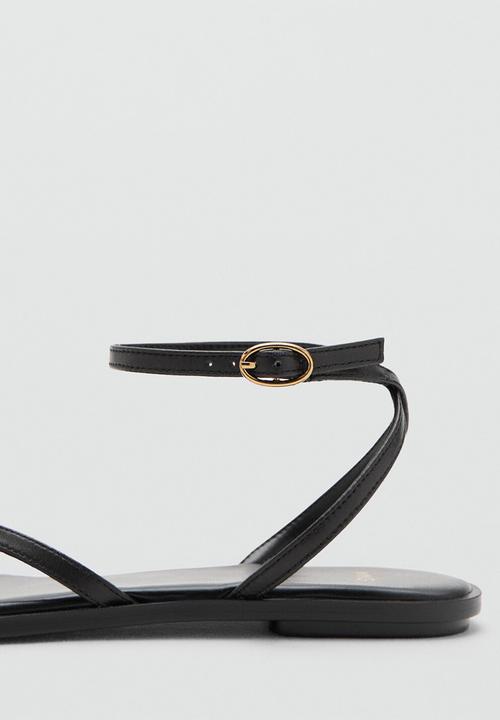 MANGO - Troc toe post ankle strap - black
