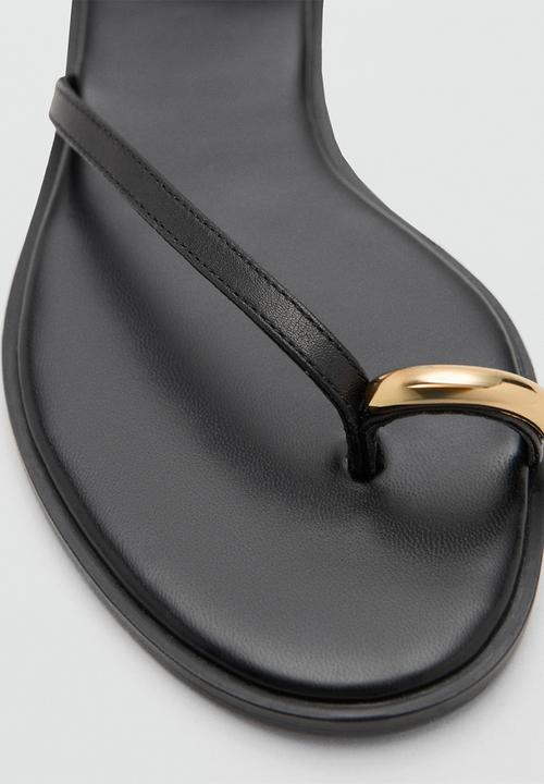 MANGO - Troc toe post ankle strap - black