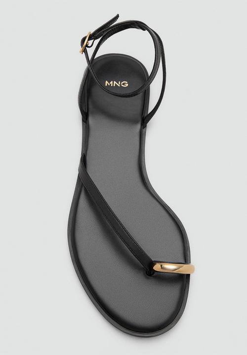 MANGO - Troc toe post ankle strap - black