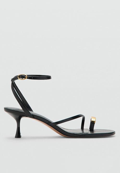 MANGO - Niza open toe ankle strap - black