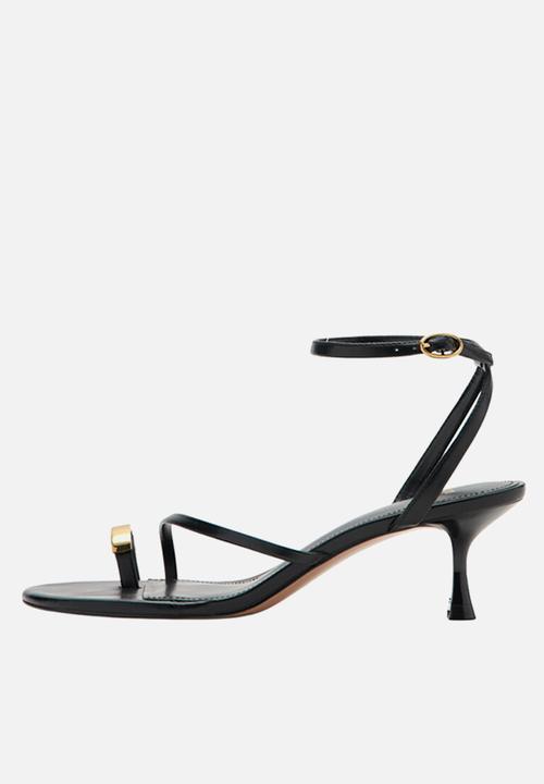 MANGO - Niza open toe ankle strap - black