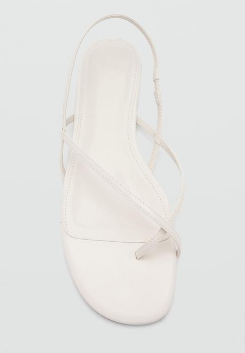 MANGO - Snake toe post ankle strap - light beige