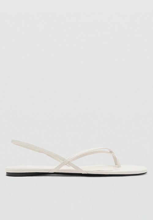 MANGO - Snake toe post ankle strap - light beige