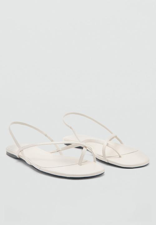MANGO - Snake toe post ankle strap - light beige