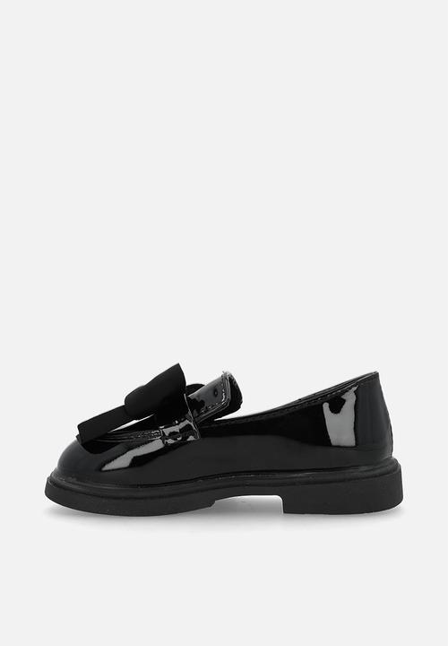 Pop Candy - Faux leather loafers with bow details - black