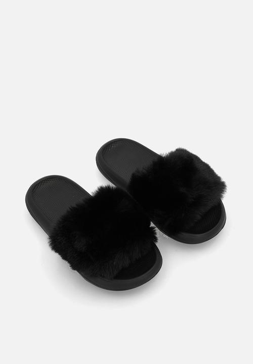 Pop Candy - Fluffy slides - black