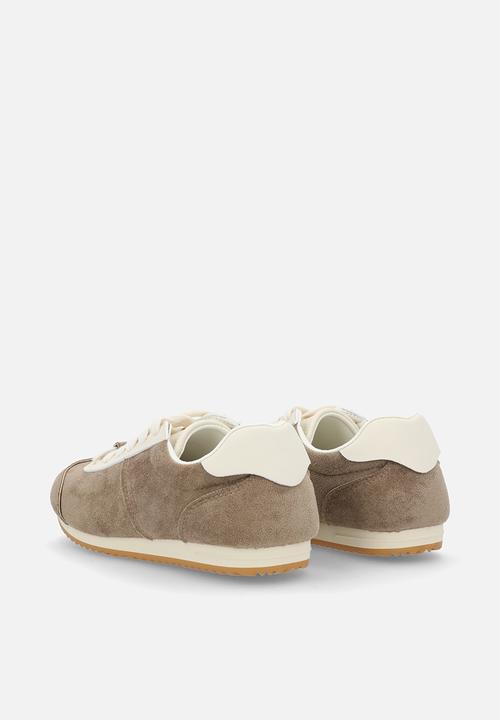 Pop Candy - Retro-style suedette sneakers - mocha/white
