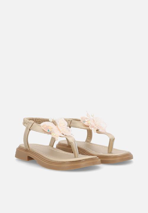 Pop Candy - Butterfly lace detail sandal - gold