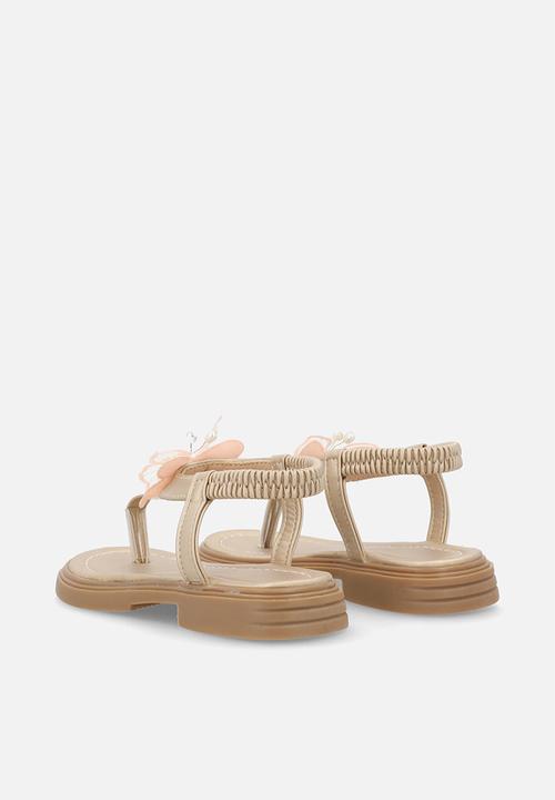 Pop Candy - Butterfly lace detail sandal - gold