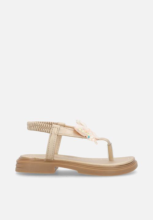 Pop Candy - Butterfly lace detail sandal - gold