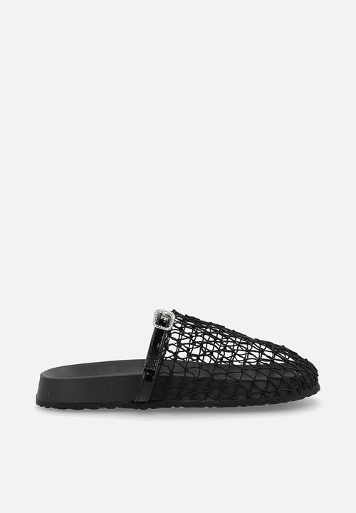 Pop Candy - Fishnet mesh mules - black