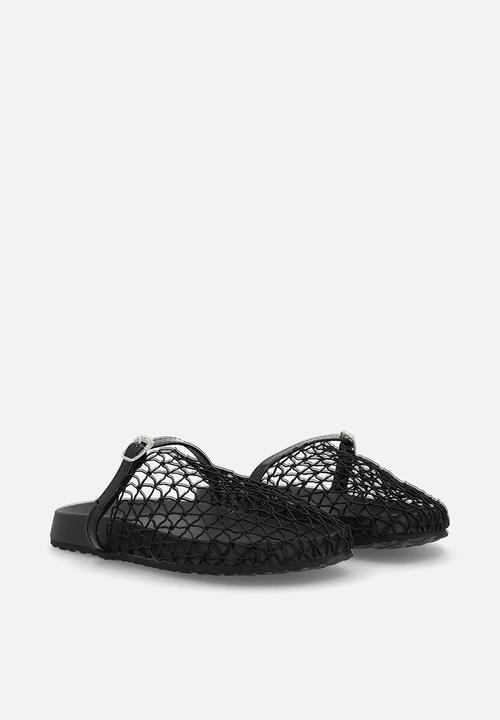 Pop Candy - Fishnet mesh mules - black