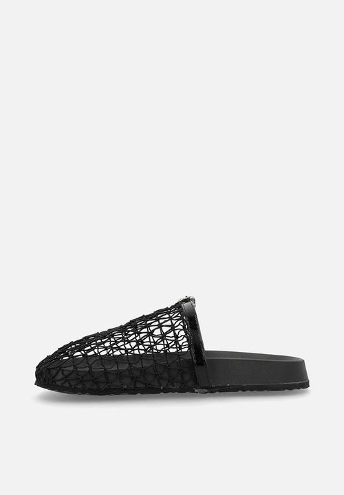 Pop Candy - Fishnet mesh mules - black