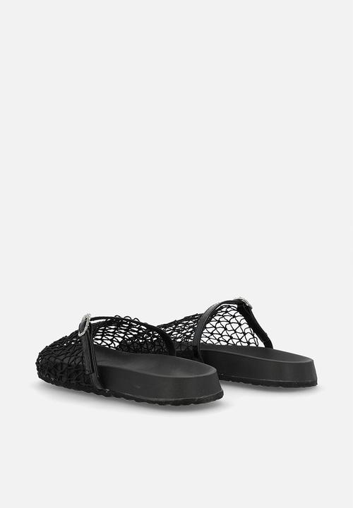 Pop Candy - Fishnet mesh mules - black