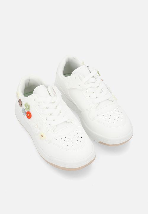 Pop Candy - Floral applique sneakers - white